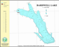 A contour map of the depths in Lake Bardwell