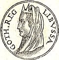 Libussa, Königin der Goten – Phantasieporträt aus dem Promptuarii Iconum Insigniorum (1553) des Guillaume Rouillé[2]