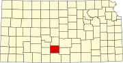 Map of Kansas highlighting Pratt County
