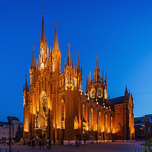 A cathedral with pinnacles
