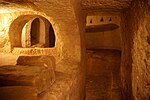 Inside a rock-hewn catacomb complex.