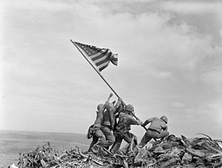 Raising the Flag on Iwo Jima, by Joe Rosenthal, restored by Bammesk