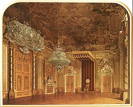 Rittersaal mit Königsthron, Blick in Richtung Südwesten, Gemälde von Eduard Gaertner, 1844