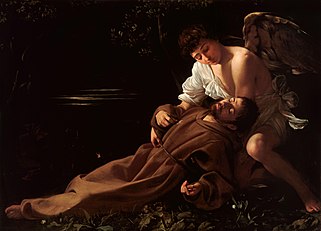 St. Francis in Ecstasy by Caravaggio, c. 1595, oil on canvas, 92,5 x 128,4 cm, Wadsworth Atheneum, Hartford, Connecticut