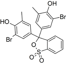 Skeletal formula of bromocresol purple in cyclic form