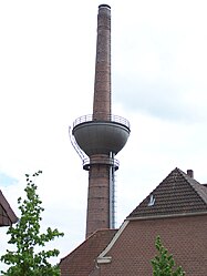 A chimney with water tank in Lengerich, Germany. Most chimneys with water tank look similar