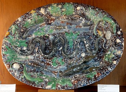 Rustic plate by Bernard Palissy (about 1565)