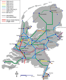 Rail map of the Netherlands
