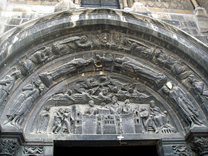 Sculpture of the portal of Basilica of Saint Denis
