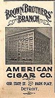 Brown Brothers' Branch American Cigar Co. newspaper advertisement