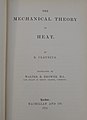 Title page of an 1879 English translation of Clausius' The Mechanical Theory of Heat