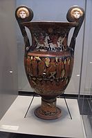 Krater, Apulian vase painting with relief decorations, 330-320 BC