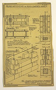 Instructions for the construction of the mass-produced house, drawing by Guimard (October 1920)