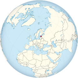 Location of Estonia in northern Europe.