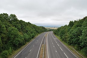 Evening view of the A505 from road bridge - geograph.org.uk - 1395438.jpg