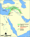 Image 16The Fertile Crescent in 7500 BC. The red squares designate farming villages. (from Cradle of civilization)
