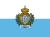 Flagge San Marinos: oben weiß, unten blau, Wappen in der Mitte