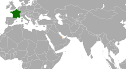 Map indicating locations of France and Qatar