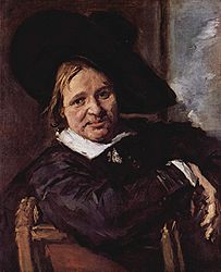 Portrait of unknown man, assumed to be Isaac Massa later in life, showing change in painting style by Hals in his old age, with looser brushwork, 1665.