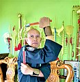 Master Hà Dũng performs nunchaku