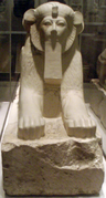 Sphinx of Egyptian pharaoh Hatshepsut with unusual ear and ruff features, 1503–1482