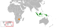 Map indicating locations of Indonesia and Zimbabwe