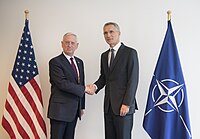 Stoltenberg and U.S. Secretary of Defense Jim Mattis in Brussels, 7 June 2018