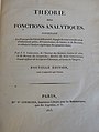 Title page to "Theorie des fonctions analytiques"