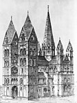 Dom 1884 von Südwesten, mit den 1863 ausgeführten Südtürmen