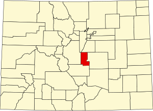 Map of Colorado highlighting Teller County