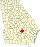 State map highlighting Telfair County