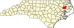 Map of North Carolina highlighting Washington County
