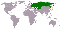 Map indicating locations of Russian Empire and Empire of Japan