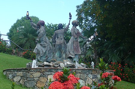 The Three Queens Fountain at Blackbeard's Castle, St. Thomas honors Queens Mary, Agnes, and Mathilda