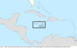 Map of the change to the United States in the Caribbean Sea on June 1, 1882
