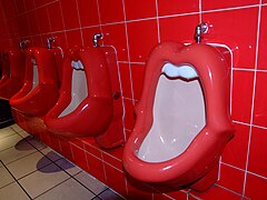 Controversial Kisses! urinals were designed by a woman.