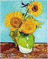 Sunflowers (F453), first version: turquoise background Oil on canvas, 73.5 × 60 cm Private collection