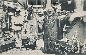 The Qaid of Casablanca, Si Boubker Ben Bouzid Slaoui, captive on the French cruiser Galilée.