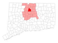 Bloomfield's location within Hartford County and Connecticut