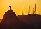 Corcovado seen from Sugarloaf Mountain during sunset