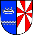 hinten von Silber und Rot zwölffach geständert (Ständerung im Wappen von Oberdürenbach)