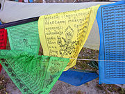 Printed prayer flags with the Wind Horse