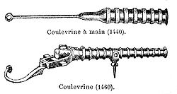 Early culverins (15th century): a hand culverin (top), and a culverin with removable chamber (bottom)