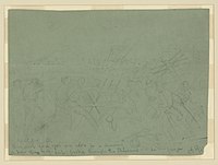 9th Corps troops dismantling rebel chevaux de frise during the attack on rebels at Fort Mahone sketch by Alfred Waud