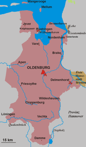Karte Landesteil Freistaat Oldenburg/Land Oldenburg 1918–1945