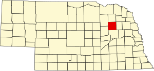 Map of Nebraska highlighting Madison County
