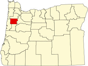 Map of Oregon highlighting Polk County