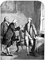 John Adams, the first American Plenipotentiary Minister to Great Britain being presented at the Court of St James's to King George III in 1785, as depicted in John Cassell's Illustrated History of England, Volume 5, 1865
