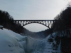 Genesee Arch Bridge and Upper Falls in late winter