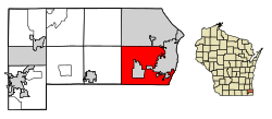 Location within Racine County and Wisconsin